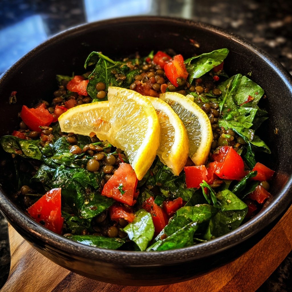 Healthy Lunch Lentil Salad with Lemon