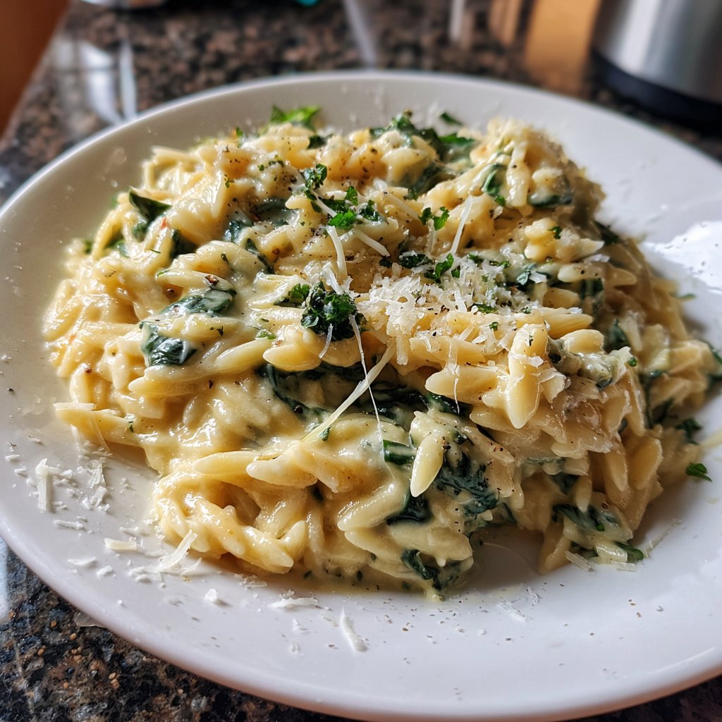 Creamy Spinach Parmesan Orzo