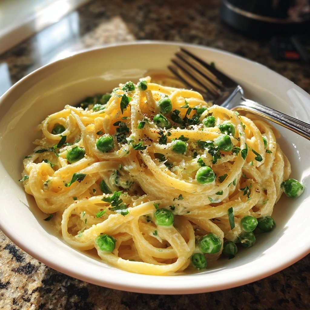 Creamy Lemon Pasta With Peas