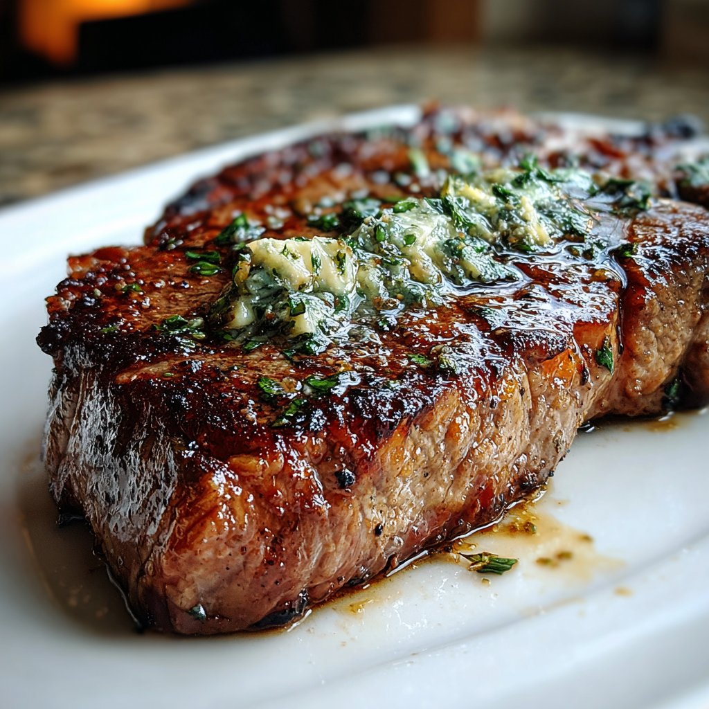 Steak with Garlic Herb Compound Butter