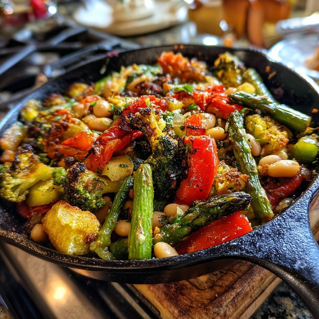 Roasted Veggie White Bean Skillet