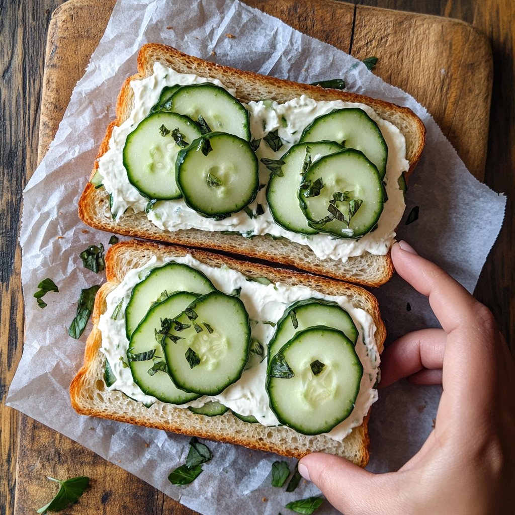 Light Cucumber Cream Cheese Sandwich Lunch