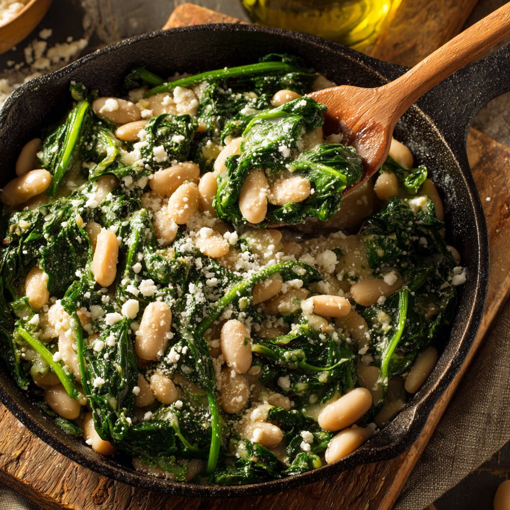 Healthy Dinner Spinach White Bean Skillet