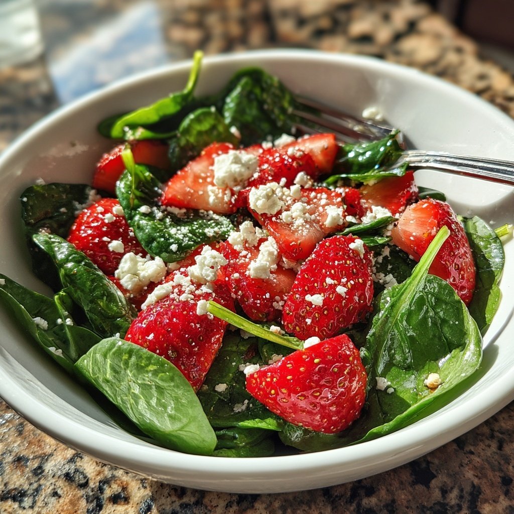 Fresh Strawberry Spinach Salad With Feta